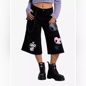 Hot Topic Kuromi Long Jean Shorts With Chain